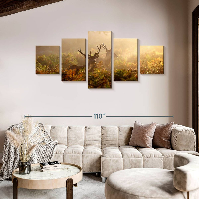 Misty Morning Deer, 42" H x 92" W