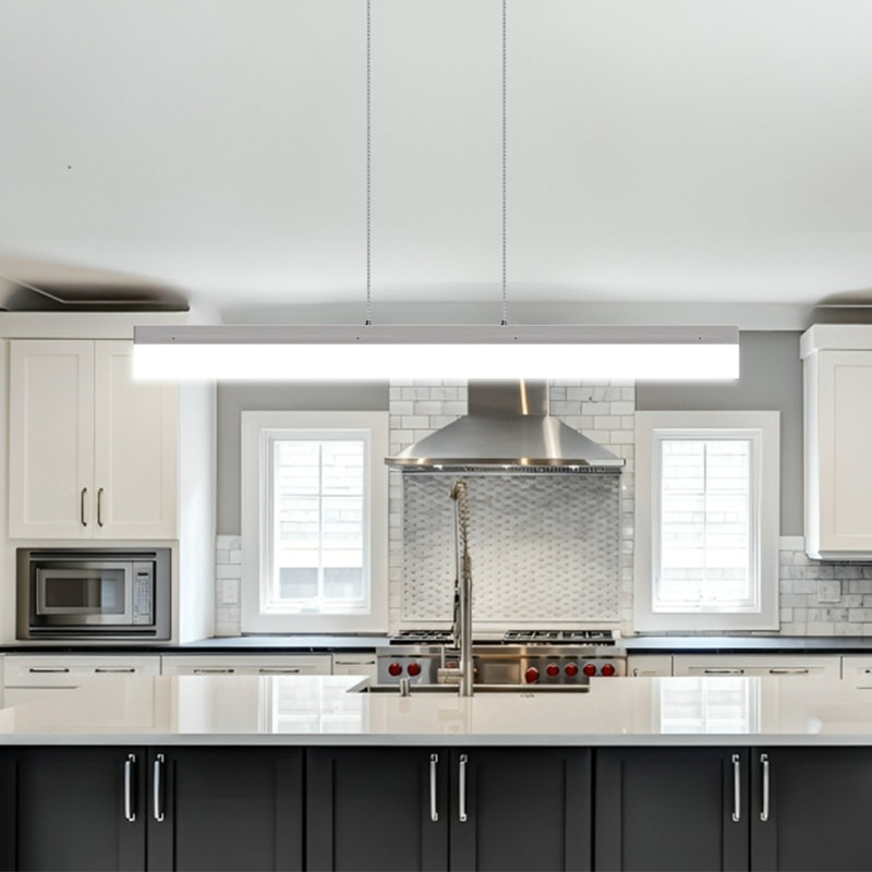 Luminaire suspendu linéaire à 1 lumière pour îlot de cuisine Aelber, Aluminium