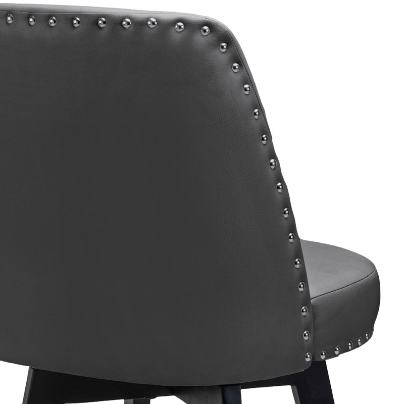 Gustavus Swivel Upholstered Counter Stool, Dark Gray, Counter Stool (26” Seat Height)