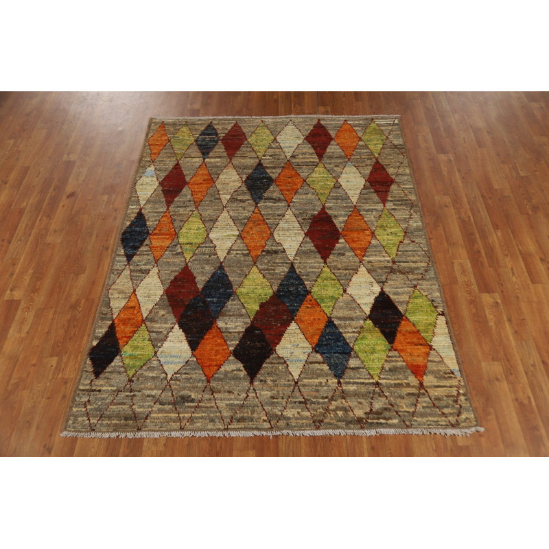 Tapis marocain à motif géométrique treillis 5 x 7