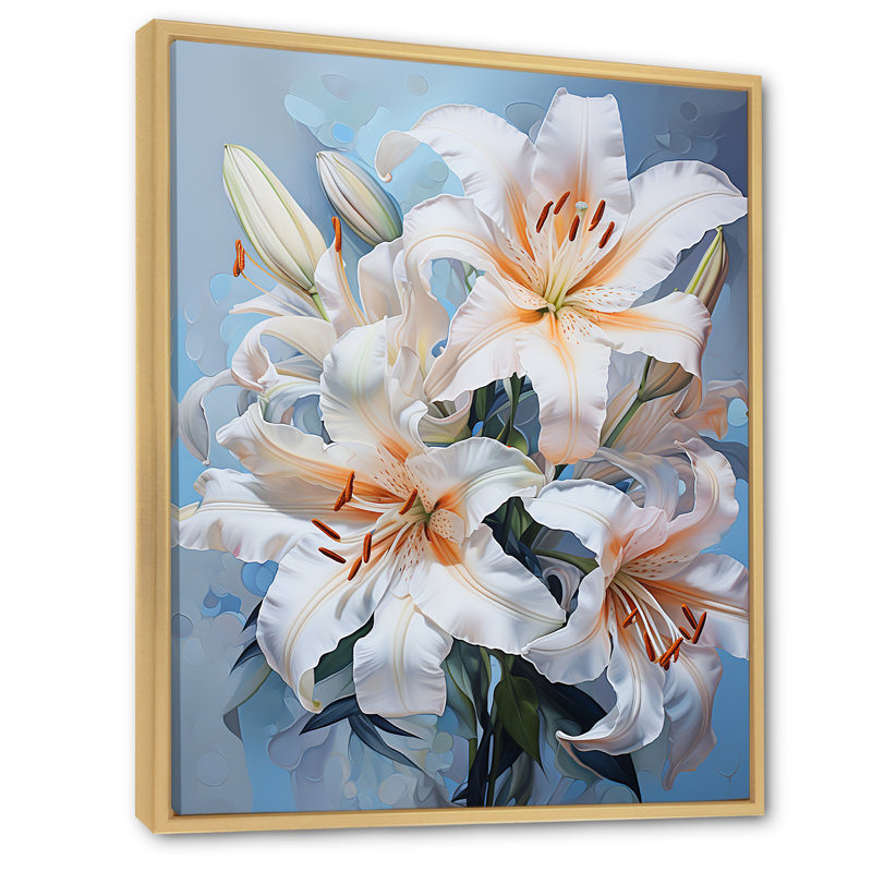 Beige et jaune Pure Lily Beauty Whispers II sur impression sur toile, Cadre naturel flottant, H 40 po x l 30 po