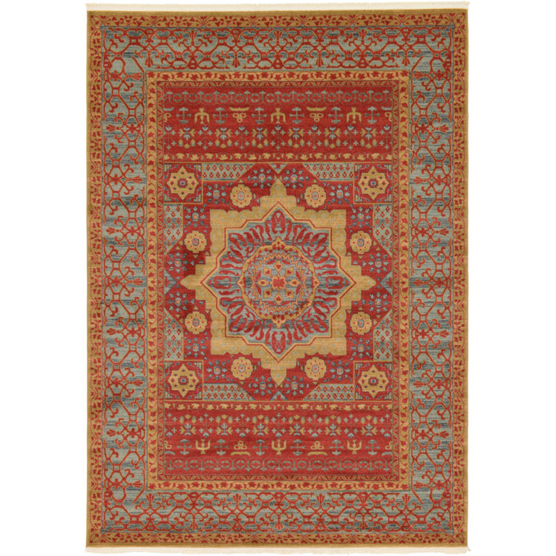 Tapis oriental rouge Ophelia, Rectangle 7 pi 1 po x 10 pi