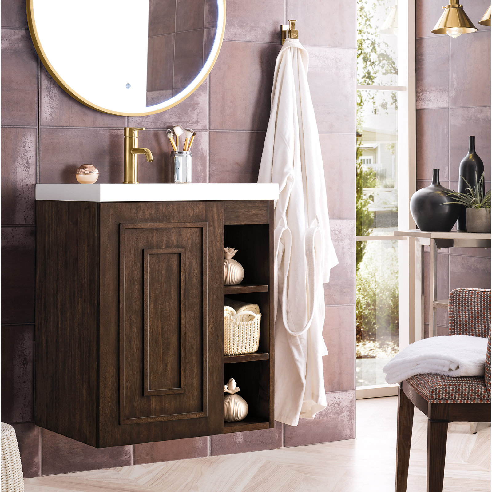 Alicante 24" Single Bathroom Vanity, Mid-Century Acacia