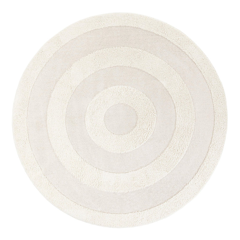 Tapis ivoire en polyester tissé à la machine Reike, Rond 10pi