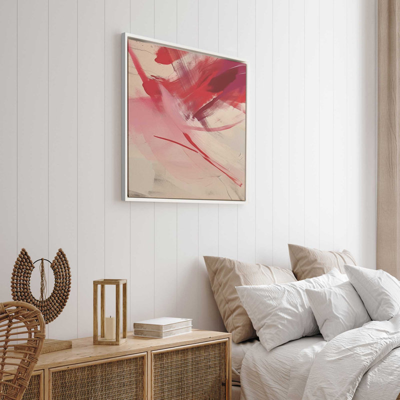 Rosy Rhapsody V2 par Golden Glow Interiors, Cadre flottant blanc opaque, H 14 po x l 14 po x P 1,75 po