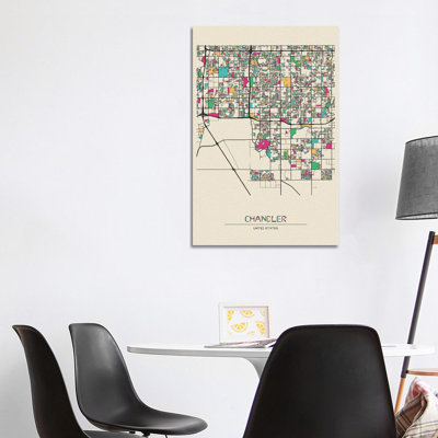 Chandler, Arizona Map by Ayse Deniz Akerman - Wrapped Canvas Gallery-Wrapped Canvas Giclée