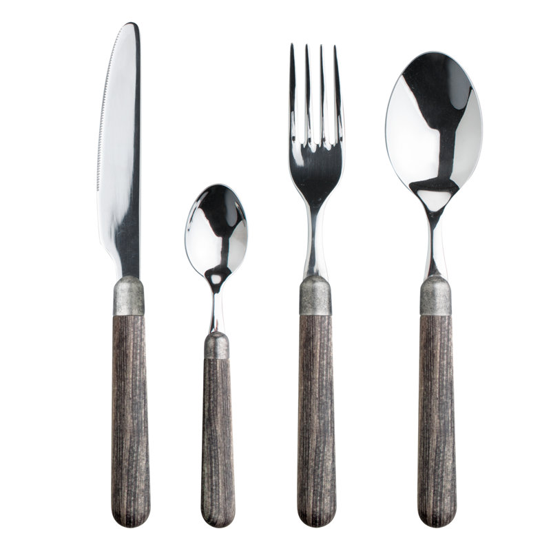 Mccurley 24 Piece 18/10 Stainless Steel Cutlery Set, Service for 6, Brown
