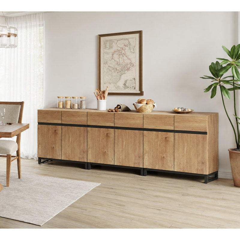 Armoire d'appoint en acier Aadam Cottondale, Chêne