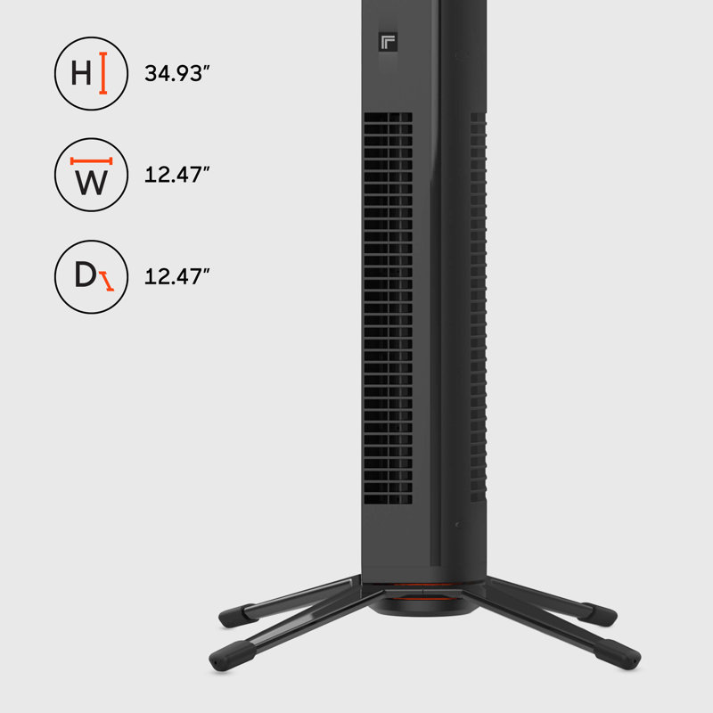 Black Slim Remote Controlled Three Speed Tower Fan with Adjustable Height