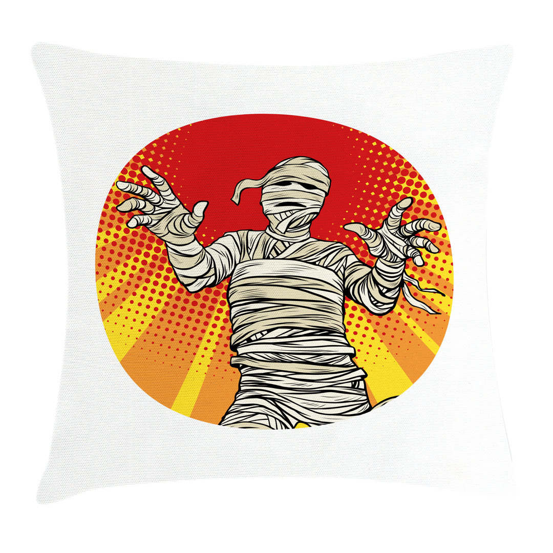 Kissenbezug, Retro Mummy Character Art, Halloween, Vermilion und Grau Gelb