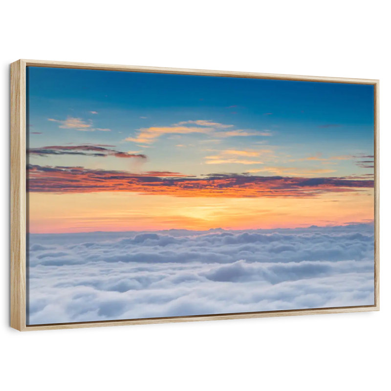 Sunscape Cloudscape, 25 po x 17 po, Cadre flottant en bois naturel