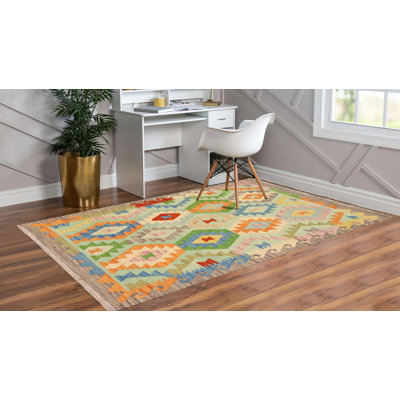 One-of-a-Kind Hilma Hand-Knotted New Age 3'4" X 4'10" Wool Area Rug in Multicolor