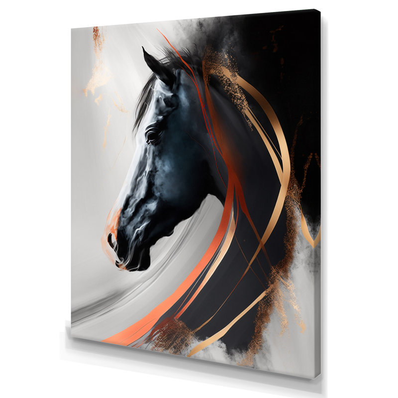 «Black Horse Side Portait I», reproduction sur toile, H 32 po x l 24 po x P 1 po, Toile tendue