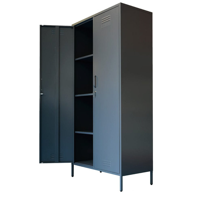 Nikeria 2 Door Steel Wardrobe, Slate