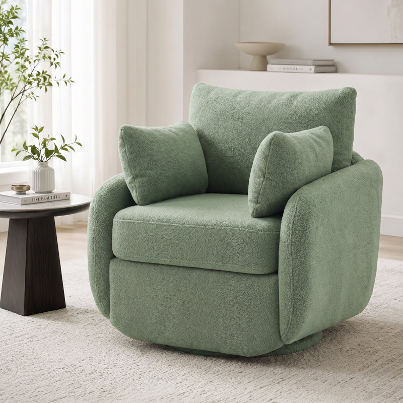 Chaise d'appoint moderne pivotante à 360 ° avec revêtement Sherpa Boucle, Green