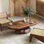 Table basse ovale en bois massif Wabi-sabi
