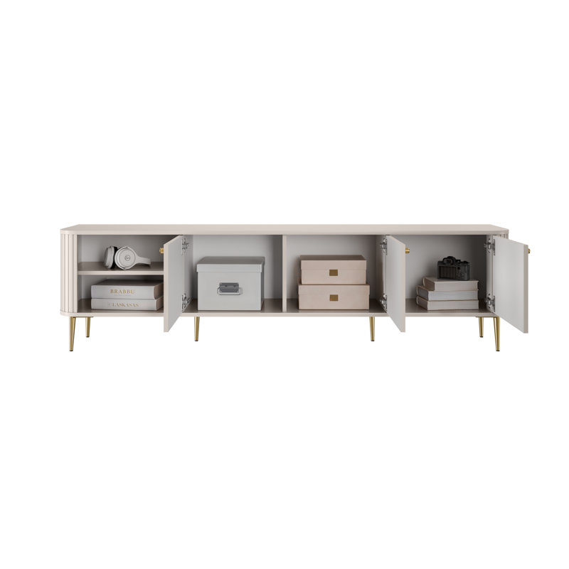 Dayzee Unfinished TV Stand for TVs up to 55", Cashmere/Gold