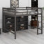 Lit mezzanine avec 8 tablettes de rangement ouvertes et échelle intégrée-1488715629