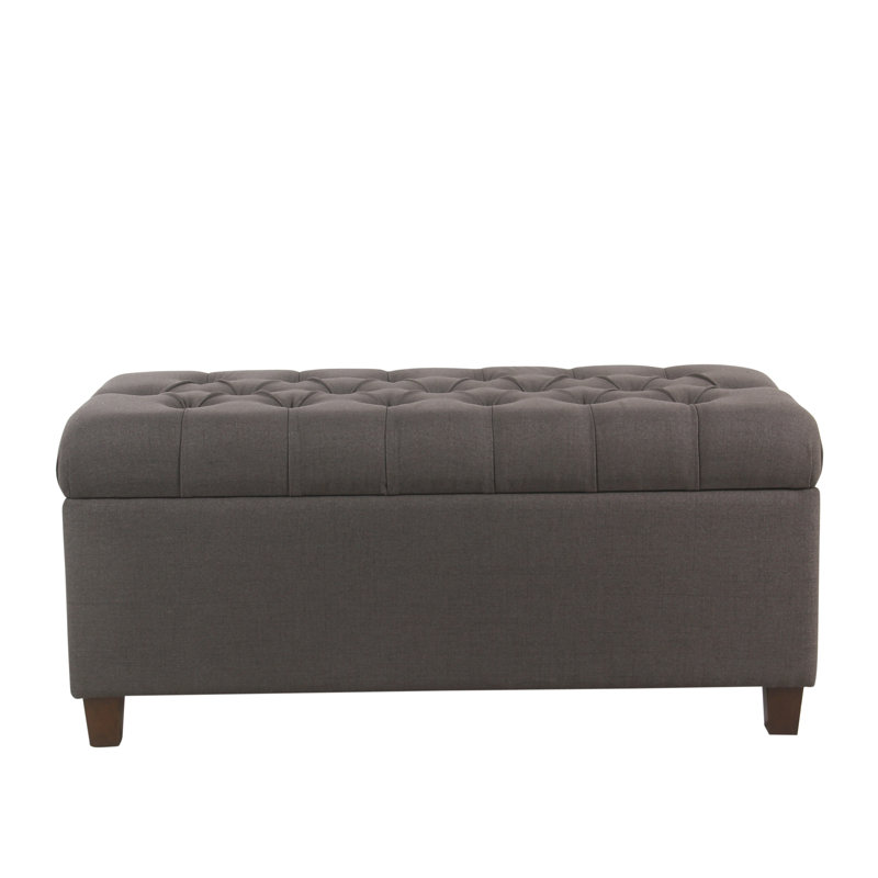Allessandra Upholstered Storage Bench, Dark Charcoal Gray