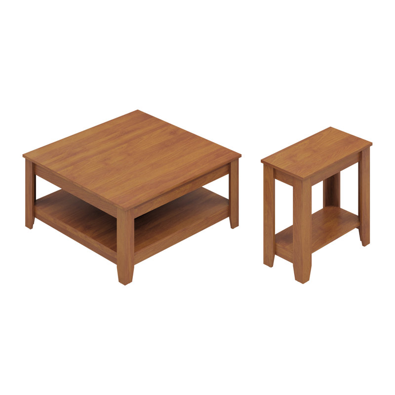 Ensemble de table de salon coordonnée 2 pièces Weddel Basilico, Chêne gris foncé, Chêne gris foncé