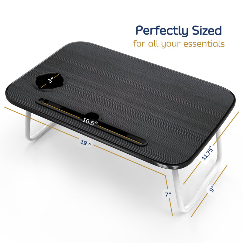 Black Foldable Wood Laptop Tray with White Legs
