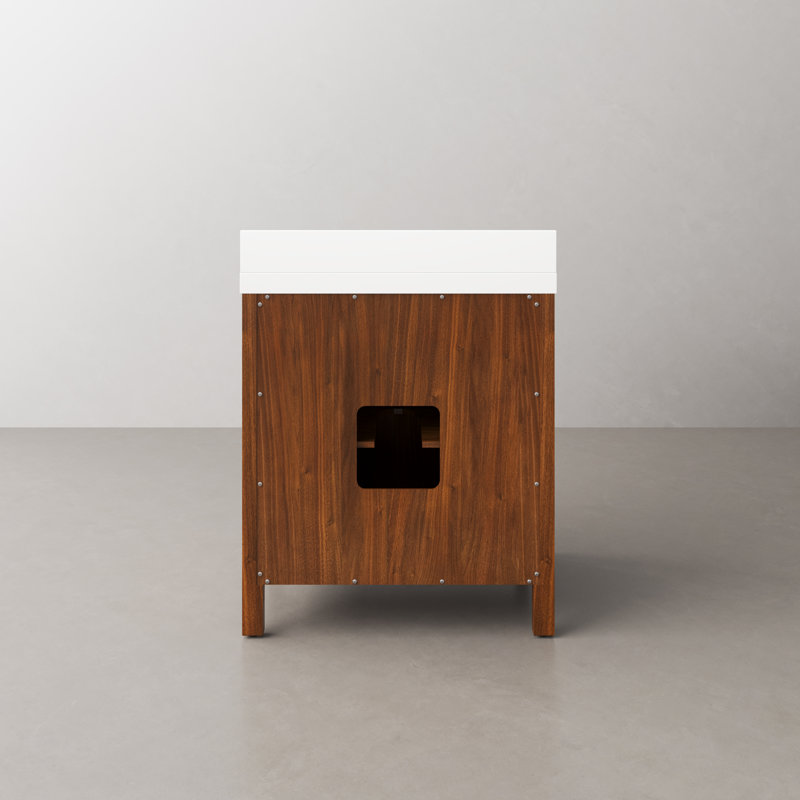 Sequoia 30 In. Single Sink Whitebrook Quartz Countertop Bath Vanity in Mango Wood, Noir Juglans
