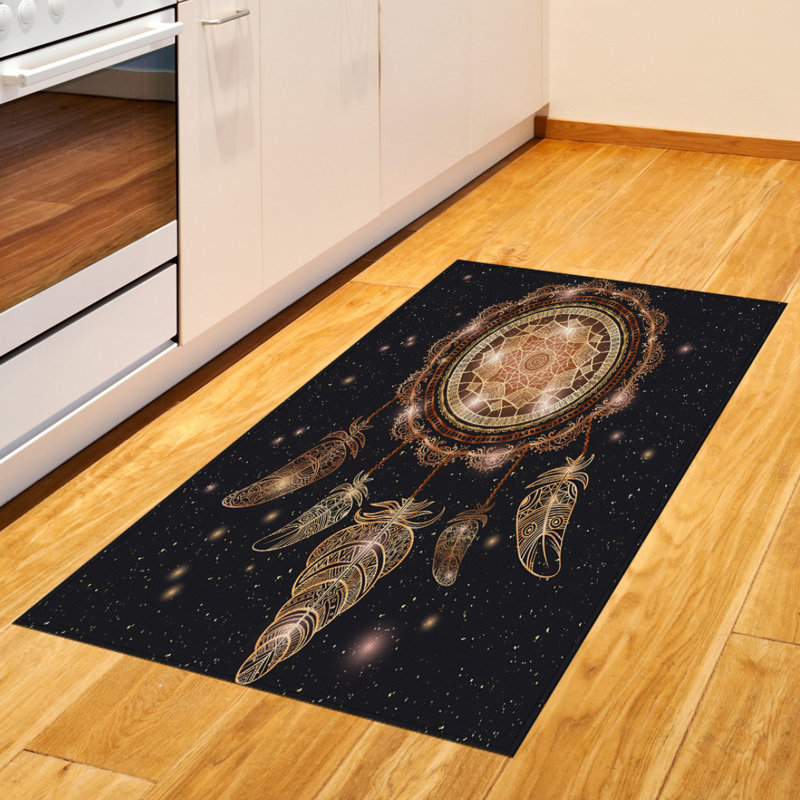 Tapis décoratif en fibres à haute densité Mandala, Rectangle 2 pi 7 po x 5 pi