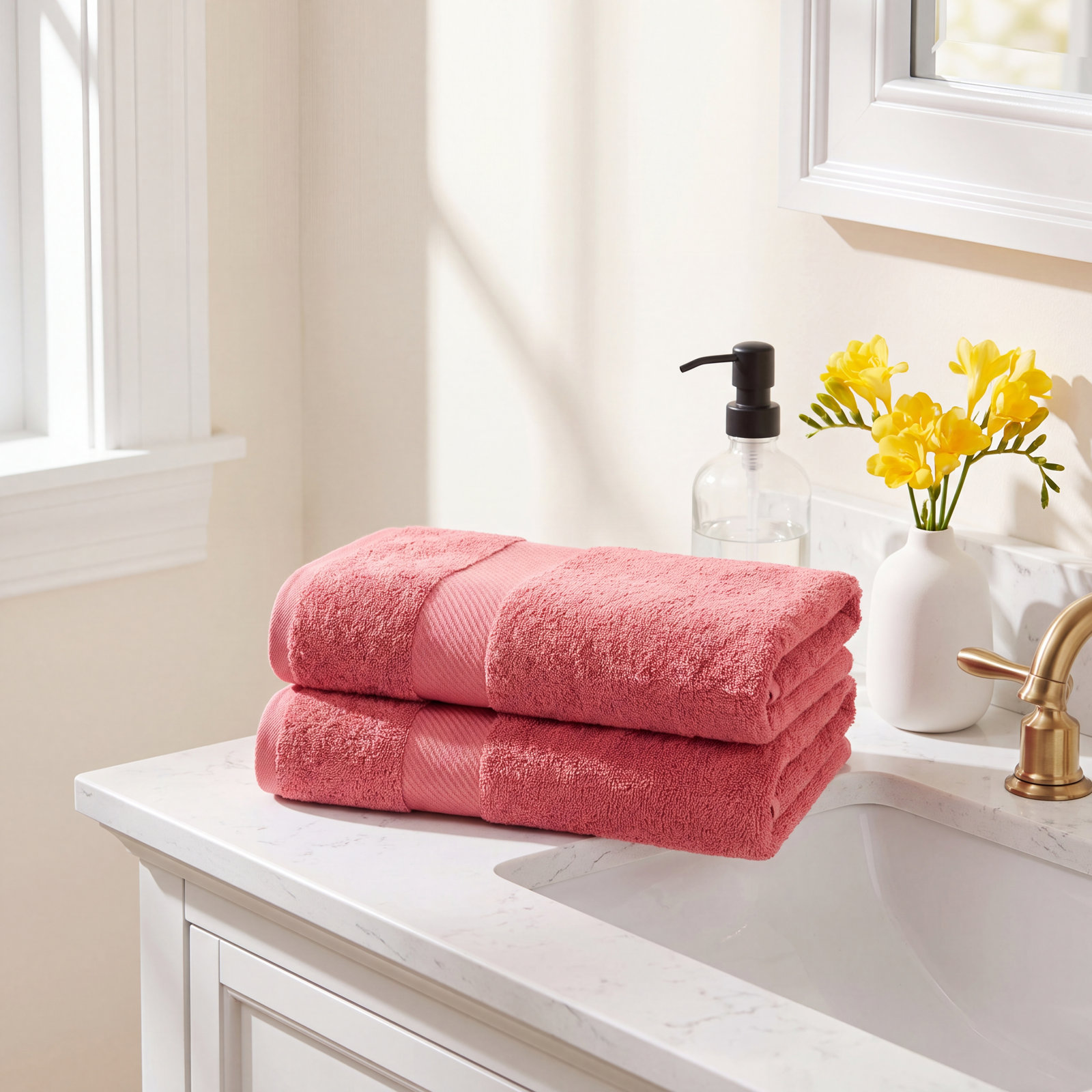 2-Piece Egyptian Cotton Bath Sheet Set, Sandy Rose