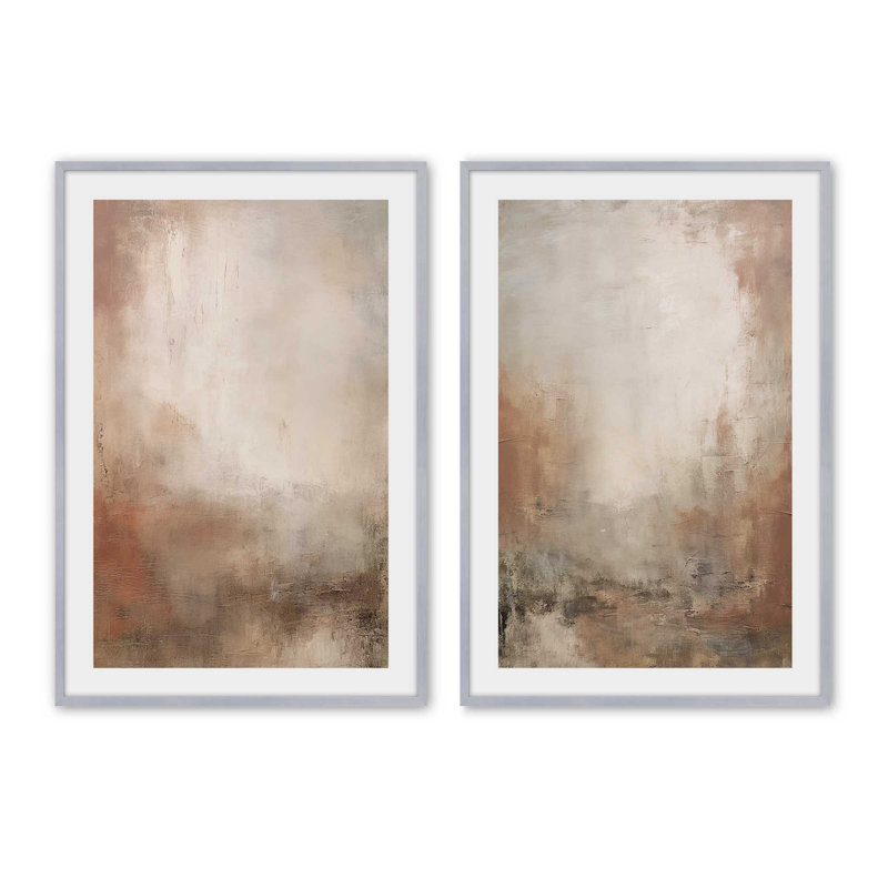 16" x 12" Russet Mists Unfolding Set of 2 Prints  in a Polished Chrome Frame, 11.25" H x 9.25" W, Polished Chrome