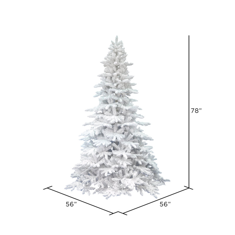 Flocked White Spruce AUnlit rtificial Christmas Tree, 6.5' H