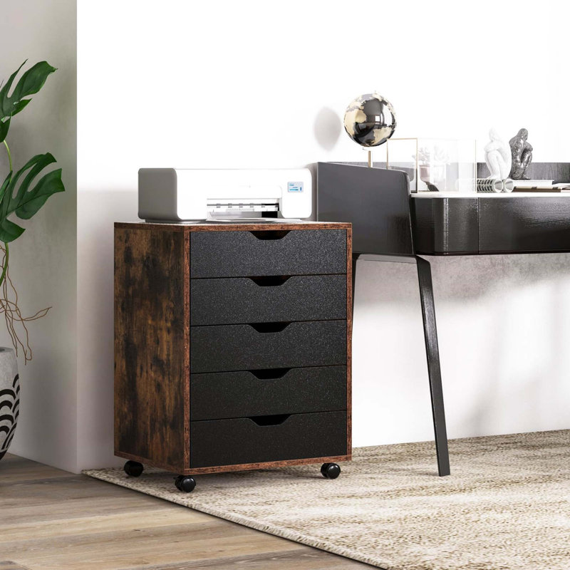 Izmir 5 -Drawer File Cabinet, Black/Brown