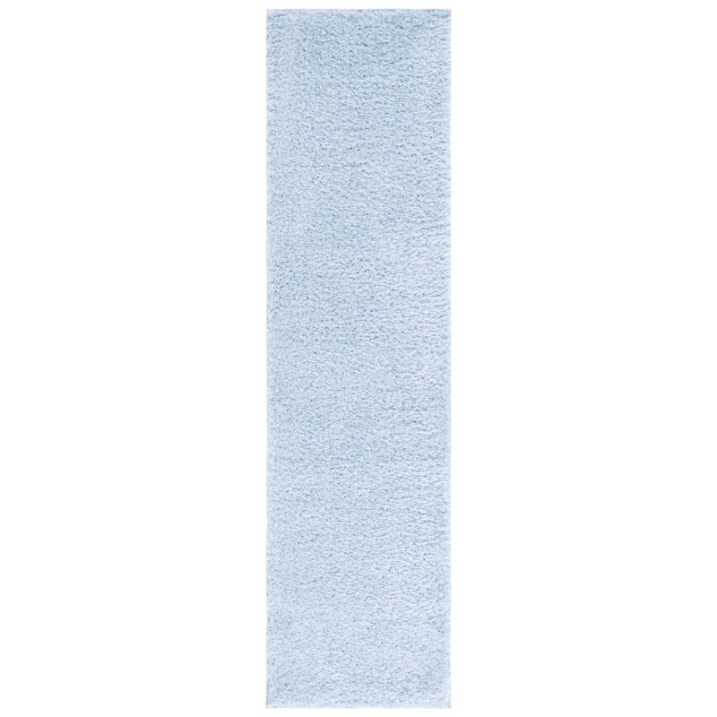 Tapis de couleur unie à poils longs Lindsay, Aqua, Runner 2'2" x 5'
