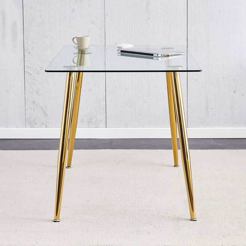 Modern Minimalist Rectangular Glass Dining Table for 4-6