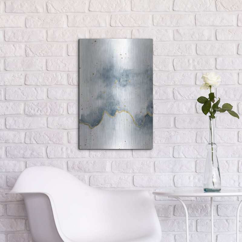 «Flow With Gold 2» par Laura Marshall, art mural en métal, H 24 po x l 16 po