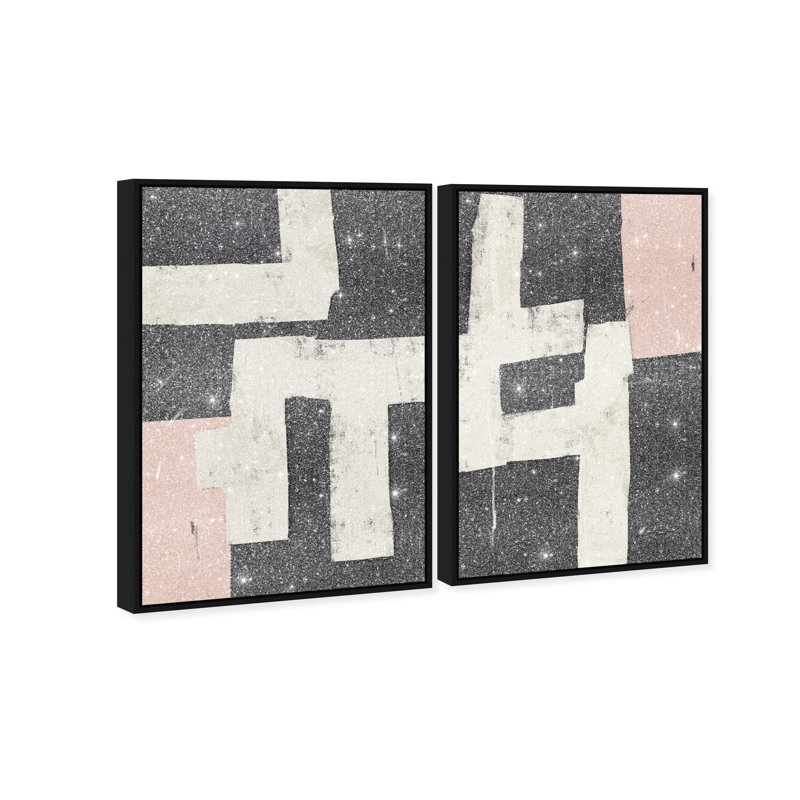 Placed Together Set Set by Oliver Gal, 25"H x 37"W, Black Floater Frame