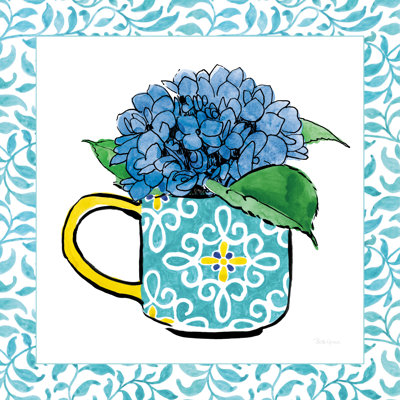 Floral Teacup III Vine Border 1 Piece Wrapped Canvas Painting