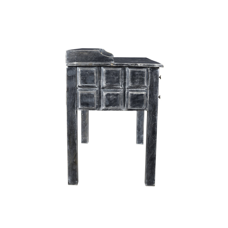 Black Mango Wood 7-Drawer Writing Desk