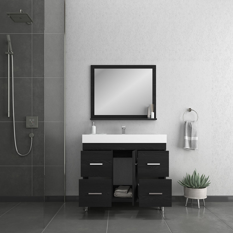 Meuble-lavabo simple 42 po Merlino, Noir