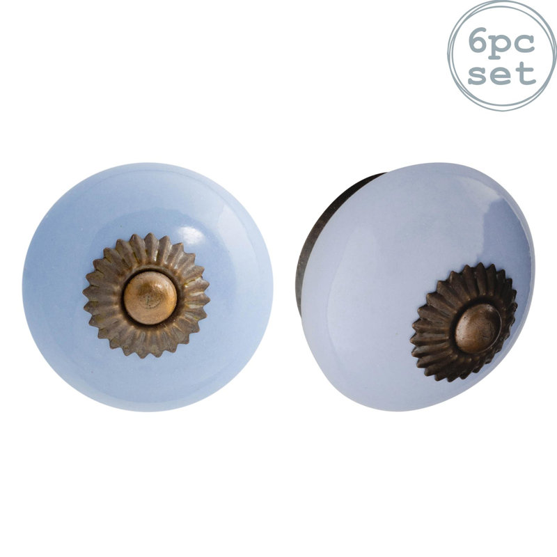 Nicola Spring - Round Ceramic Cabinet Knobs, Blue