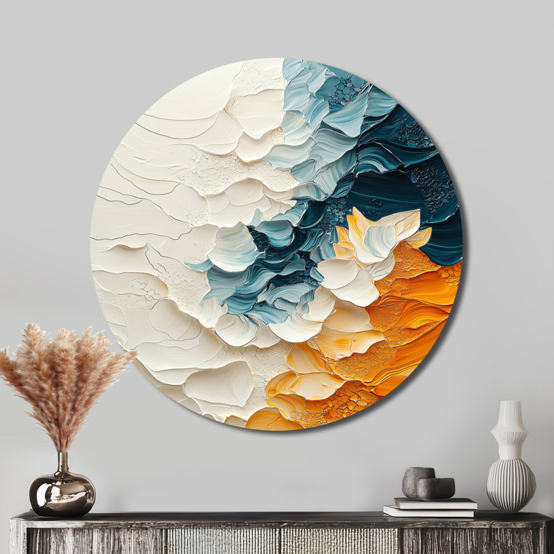 Art mural rond en métal «dongan», H 29 po x l 29 po