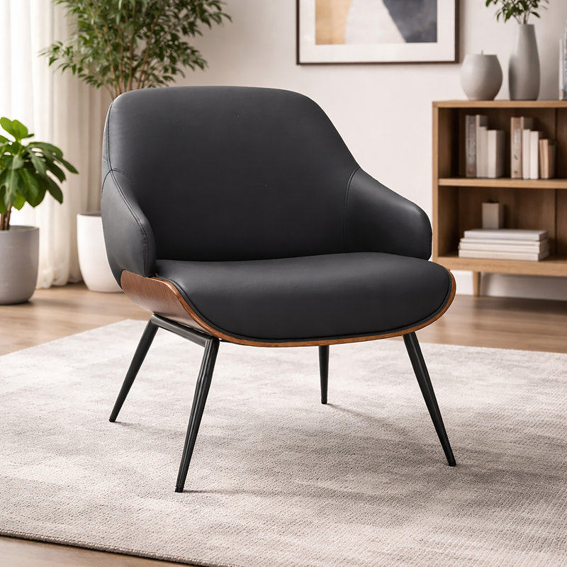 Fauteuil contemporain en similicuir et métal