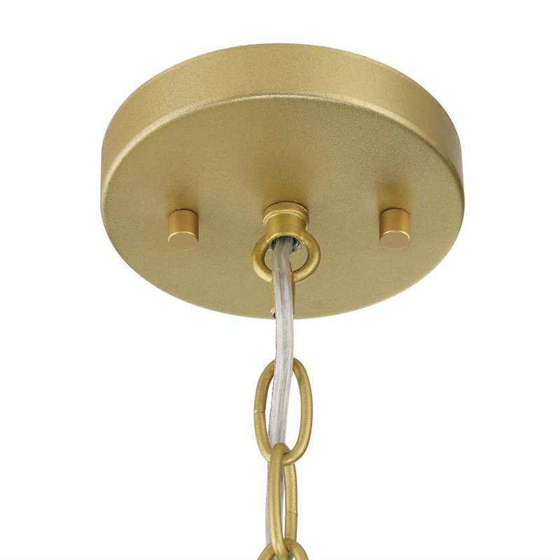 Luminaire suspendu à 1 lumière pour salon et îlot de cuisine Misiak, Paillettes laiton