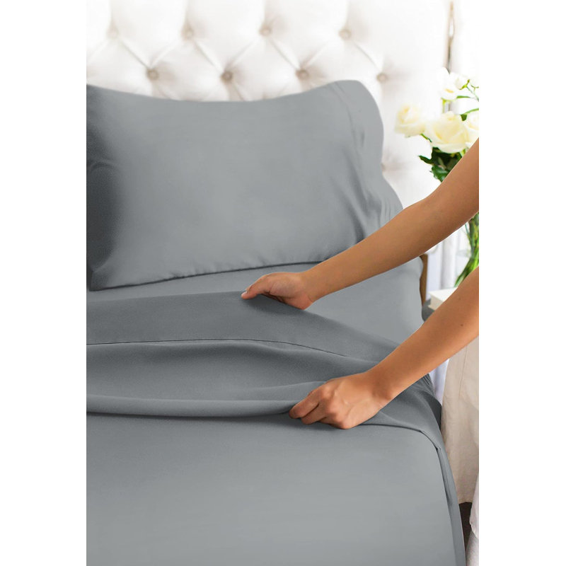 Egyptian Microfiber Solid Colour Sheet Set, Twin, Grey