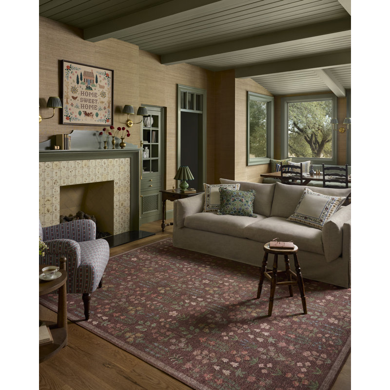 Rifle Paper Company x Loloi Edinburgh Merlot / Multi  Area Rug, Rectangle 2'3" x 3'9"