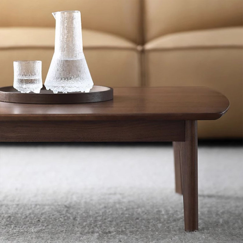 Walnut Rectangular End Table With Curved Edge Coffee Table