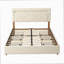 Très grand lit plateforme tapissier avec très grande tête de lit, lit plateforme de style simple rétro sans sommier, assemblage facile, ivoire