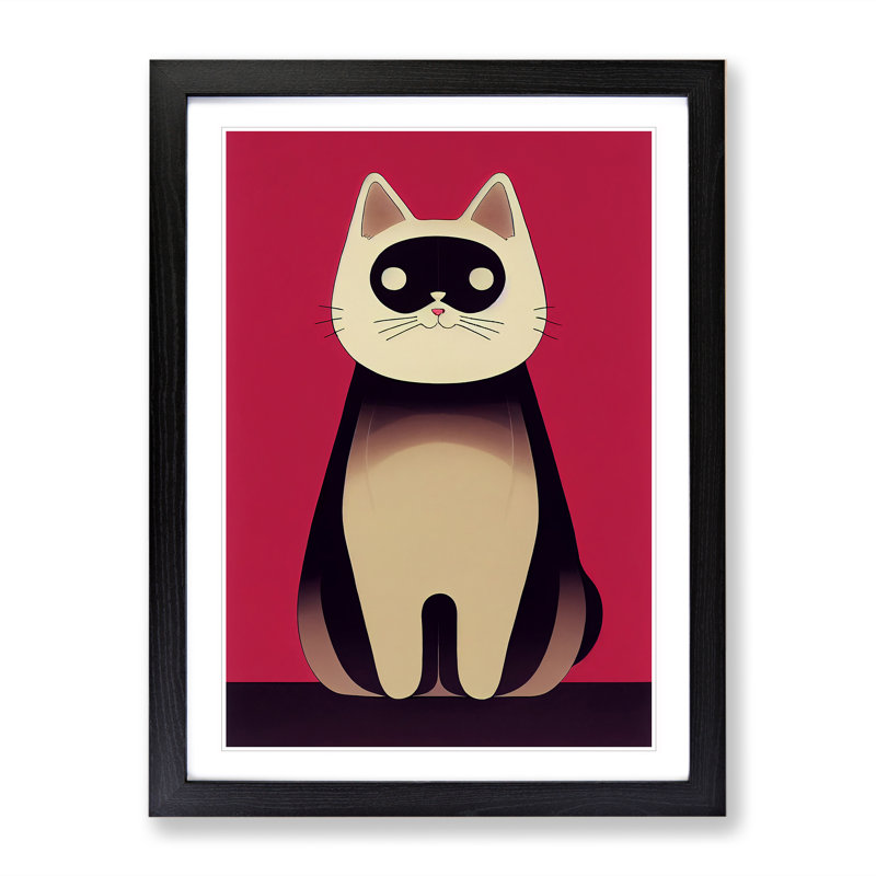Modern Cat No.1 Abstract - Framed Print, Black Framed, 64cm H x 46cm W x 2cm D