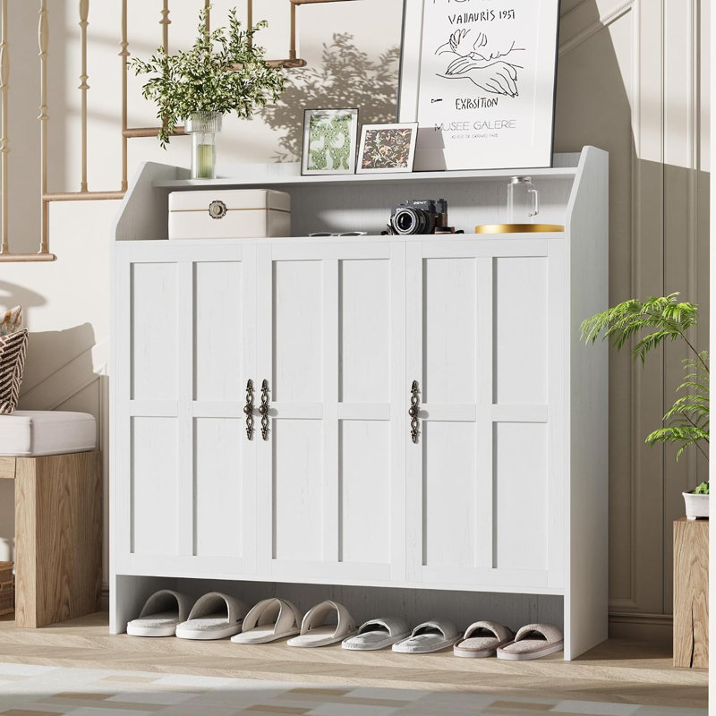 Armoire de rangement pour chaussures Farmhouse, H 47,2 po x l 46,7 po x P 13,8 po