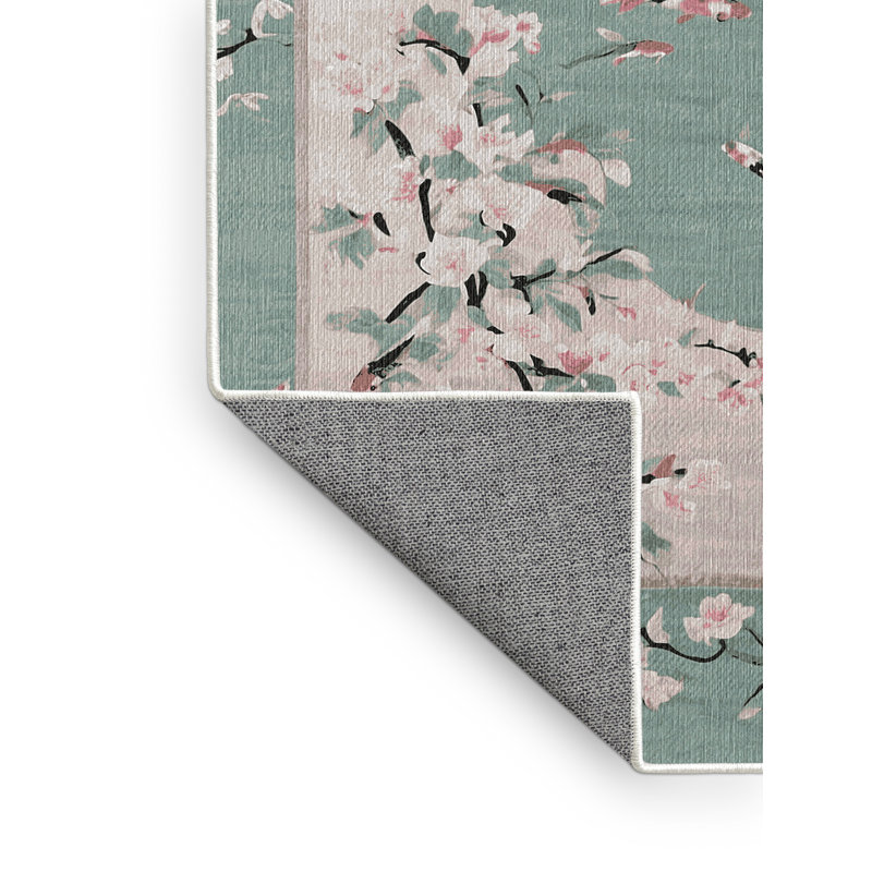 Machine Washable Green Area Rug, Rectangle 7' x 9'