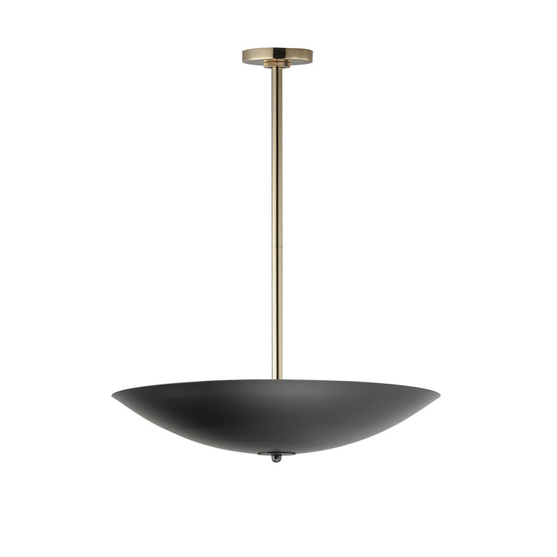 Vesta 1 - Light LED Pendant, 4.75" H x 23.5" W x 23.5" D, Black, French Gold
